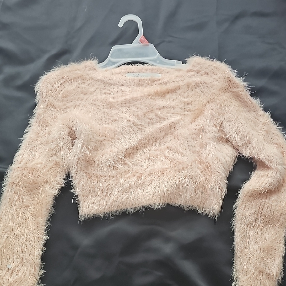 Lovers + Friends Peach Fuzzy Knit Top